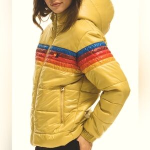 Aviator Nation 5 STRIPE LUXE TREKKER JACKET - GLOSSY KHAKI